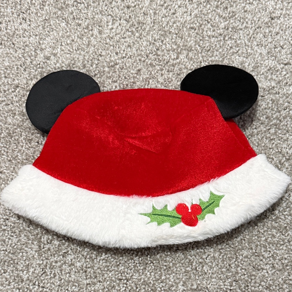 2025 Disneyland Holiday Red and White Santa Hat with Black Ears